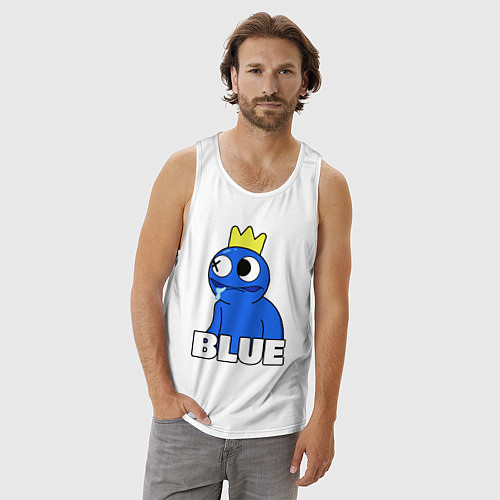 Мужская майка Радужные друзья Синий следит / Белый – фото 3