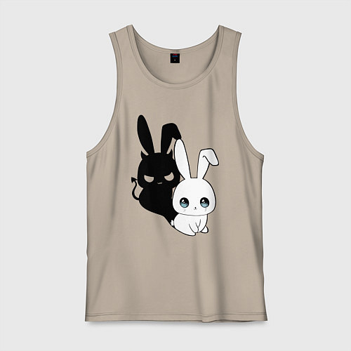 Мужская майка Милый кролик - ангелочек или дьяволёнок? / Миндальный – фото 1