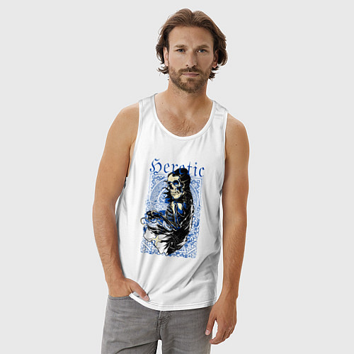 Мужская майка Скелет на фоне узоров / Белый – фото 3