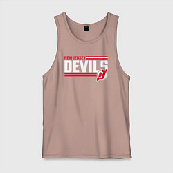 Майка мужская хлопок Нью - Джерси Девилз нхл, цвет: пыльно-розовый
