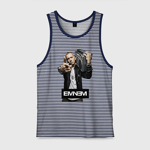 Мужская майка Eminem boombox / Синяя тельняшка – фото 1