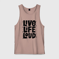 Майка мужская хлопок Живи громко, цвет: пыльно-розовый