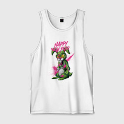 Майка мужская хлопок Zombie rabbit New year, цвет: белый