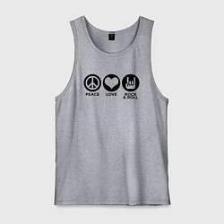 Майка мужская хлопок Мир любовь и рок, цвет: меланж