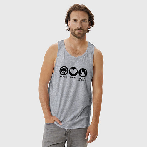 Мужская майка Мир любовь и рок / Меланж – фото 3