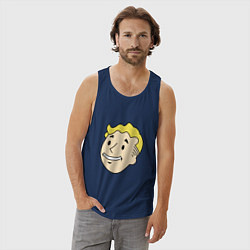 Майка мужская хлопок Vault boy head, цвет: тёмно-синий — фото 2