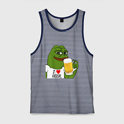 Майка мужская хлопок Drink Pepe, цвет: синяя тельняшка