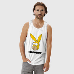 Майка мужская хлопок Simpboy - rabbit Homer, цвет: белый — фото 2