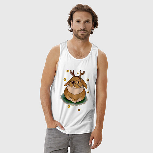 Мужская майка Кролик в новогоднем костюме / Белый – фото 3