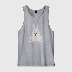 Майка мужская хлопок Кролик с сердечком, цвет: меланж