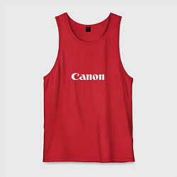 Майка мужская хлопок Canon - белый логотип, цвет: красный