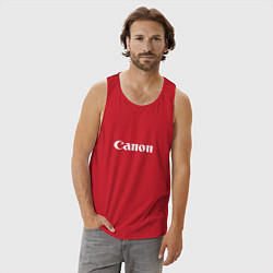 Майка мужская хлопок Canon - белый логотип, цвет: красный — фото 2