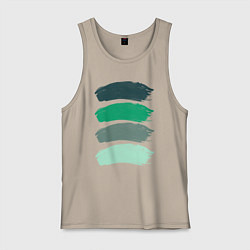 Майка мужская хлопок Зеленые мазки кистью, цвет: миндальный