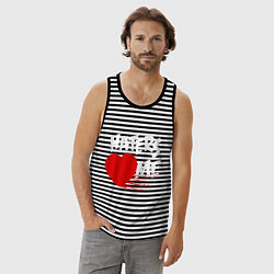 Майка мужская хлопок Haters love me, цвет: черная тельняшка — фото 2