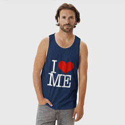 Майка мужская хлопок I love me, цвет: тёмно-синий — фото 2