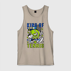 Майка мужская хлопок Король тенниса мяч с ракеткой, цвет: миндальный