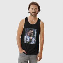 Майка мужская хлопок Viva la Argentina - Lionel Messi - world champion, цвет: черный — фото 2