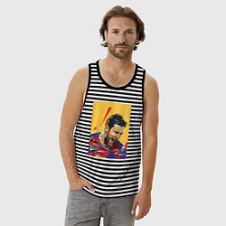 Майка мужская хлопок Барса Месси, цвет: черная тельняшка — фото 2