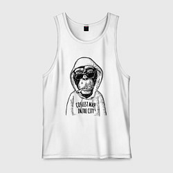 Майка мужская хлопок Monkey hipster, цвет: белый