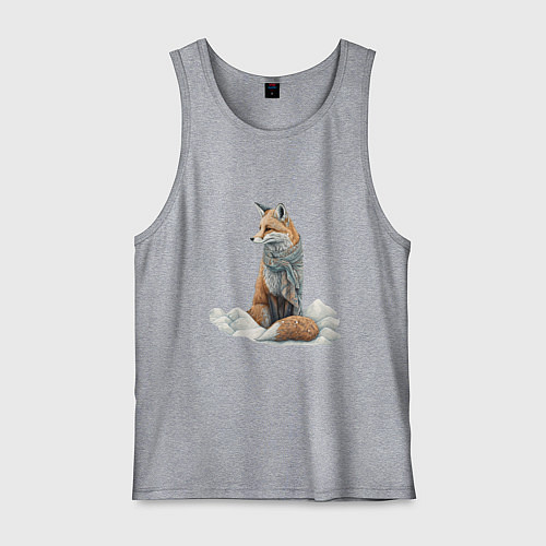 Мужская майка Лисица в сугробах / Меланж – фото 1