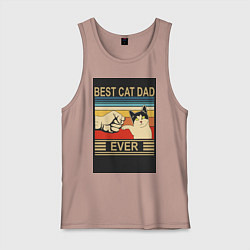 Майка мужская хлопок Лучший кошачий папа на свете, цвет: пыльно-розовый