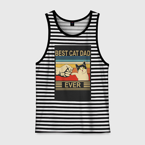 Мужская майка Лучший кошачий папа на свете / Черная тельняшка – фото 1