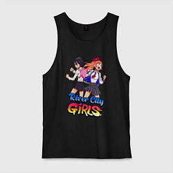 Майка мужская хлопок River city girls - fighting, цвет: черный