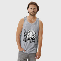 Майка мужская хлопок Chef skull, цвет: меланж — фото 2