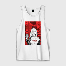 Майка мужская хлопок Человек с бензопилой - Пауэр, цвет: белый