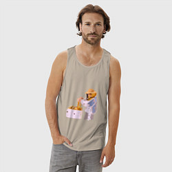 Майка мужская хлопок Пчеловод и его пасека, цвет: миндальный — фото 2