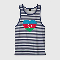 Майка мужская хлопок Сердце Азербайджана, цвет: синяя тельняшка
