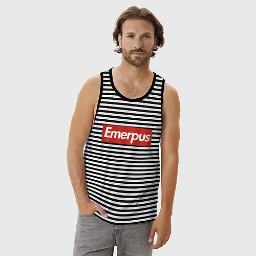 Мужская майка Emerpus - joke / Черная тельняшка – фото 3