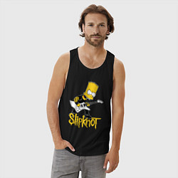 Майка мужская хлопок Slipknot Барт Симпсон рокер, цвет: черный — фото 2