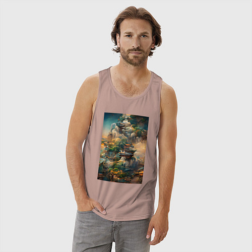 Мужская майка Фантастический пейзаж / Пыльно-розовый – фото 3