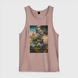 Майка мужская хлопок Фантастический пейзаж, цвет: пыльно-розовый