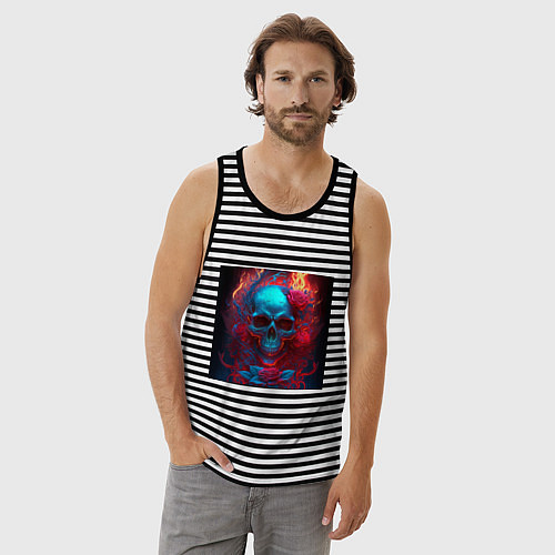 Мужская майка Страсть и цветы / Черная тельняшка – фото 3