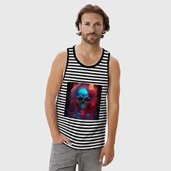 Майка мужская хлопок Страсть и цветы, цвет: черная тельняшка — фото 2