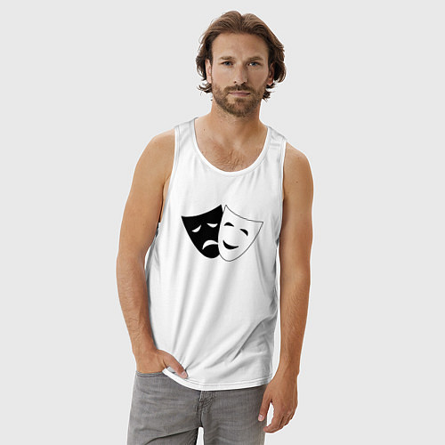 Мужская майка Театральные маски грусти и радости / Белый – фото 3