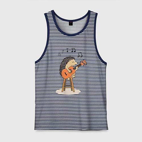 Мужская майка Ёжик и гитара / Синяя тельняшка – фото 1