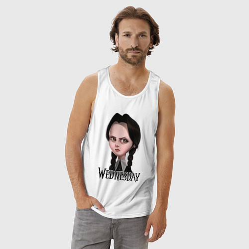 Мужская майка Уэнсдэй рисунок / Белый – фото 3