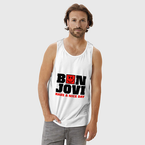 Мужская майка Bon Jovi band / Белый – фото 3