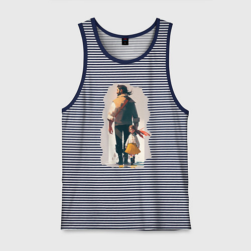 Мужская майка Дочка и отец вместе / Синяя тельняшка – фото 1