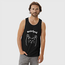 Майка мужская хлопок Motorhead рок кот, цвет: черный — фото 2
