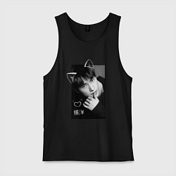 Майка мужская хлопок Котик Ян Ян, цвет: черный