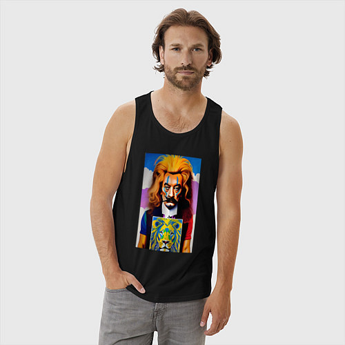 Мужская майка Сальвадор Дали в образе льва / Черный – фото 3