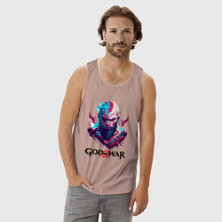 Майка мужская хлопок God of War, Kratos, цвет: пыльно-розовый — фото 2