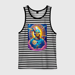 Майка мужская хлопок Гомер Симпсон - космический портрет - нейросеть, цвет: черная тельняшка