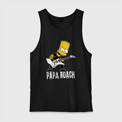 Майка мужская хлопок Papa Roach Барт Симпсон рокер, цвет: черный