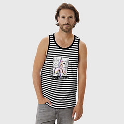Майка мужская хлопок Элис Асмодей на фоне манги, цвет: черная тельняшка — фото 2
