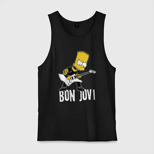Мужская майка Bon Jovi Барт Симпсон рокер / Черный – фото 1